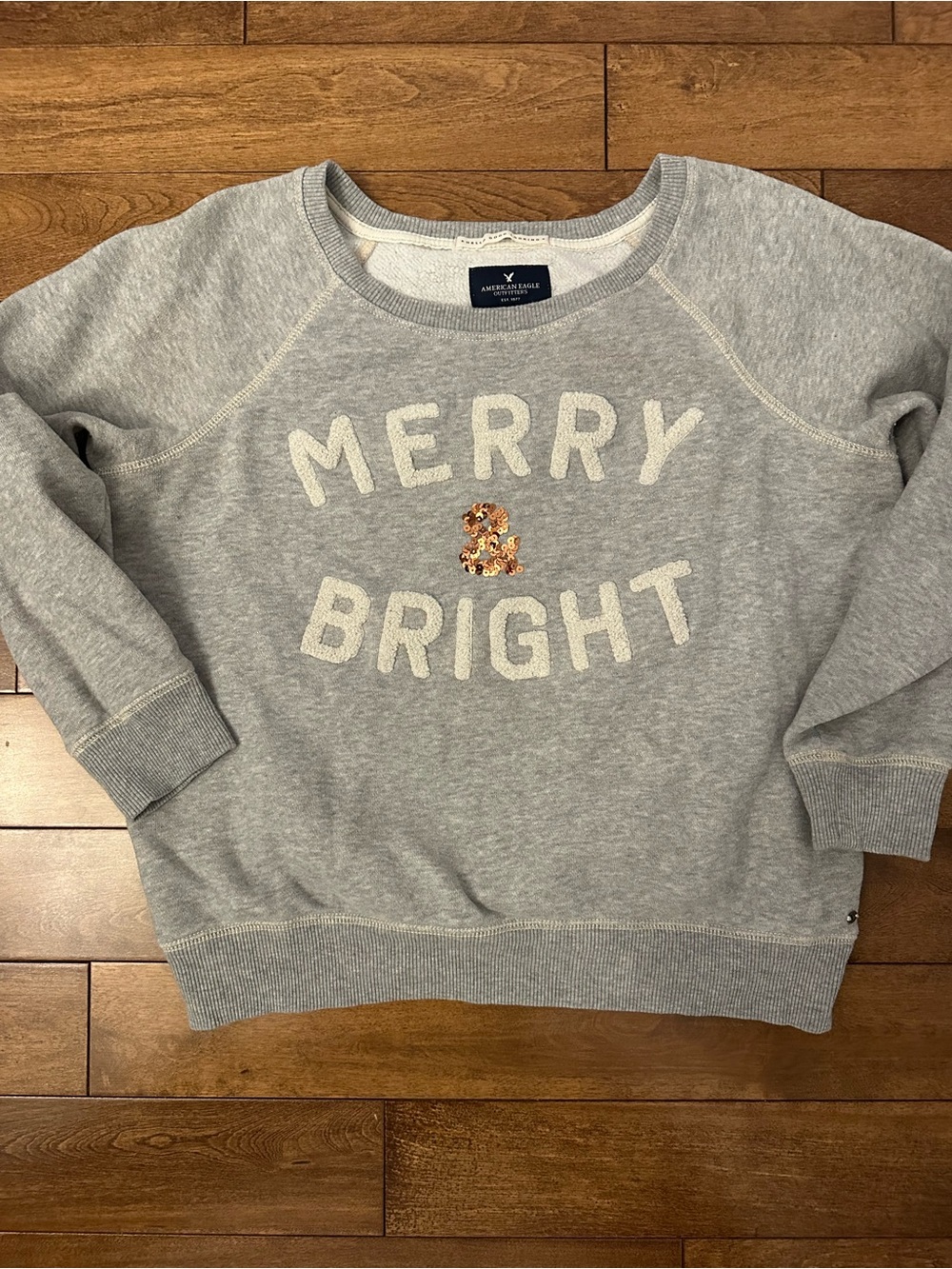 American Eagle Outfitters Grey 'Merry & Bright' Women's Sweatshirt